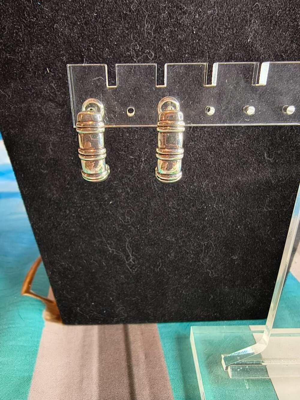 Sterling Silver 925 Half Hoop Post Back Earrings